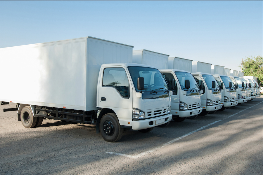Row of Moving Trucks